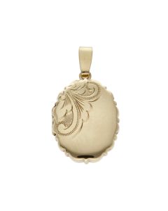 Pre-Owned 9ct Yellow Gold Half Patterned Oval Locket Pendant