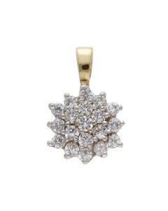 Pre-Owned 9ct Yellow Gold Cubic Zirconia Cluster Pendant