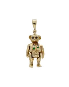 Pre-Owned 9ct Yellow Gold Gemstone Set Teddy Bear Pendant