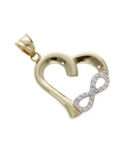 Pre-Owned 9ct Yellow Gold Cubic Zirconia Infinity Heart Pendant