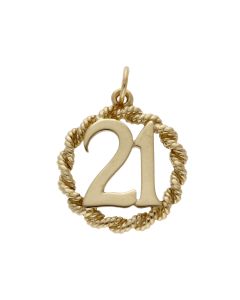 Pre-Owned 9ct Yellow Gold Rope Edged Age 21 Circle Pendant