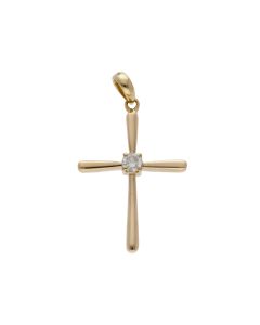 Pre-Owned 9ct Yellow Gold 0.25ct Diamond Set Cross Pendant