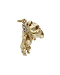 Pre-Owned 9ct Yellow Gold Gemstone Set Bulldog Pendant