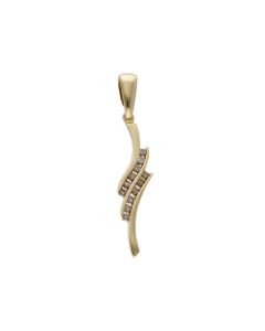 Pre-Owned 9ct Yellow Gold Diamond Set Double Wave Pendant