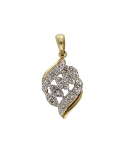Pre-Owned 9ct Yellow Gold Diamond Set Wave Pendant