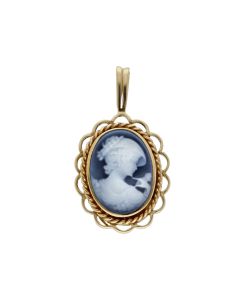 Pre-Owned 9ct Yellow Gold Oval Blue Cameo Pendant