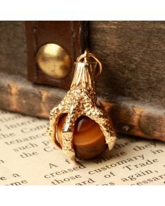 Pre-Owned Vintage 1965 9ct Gold Tigers Eye Ball & Claw Charm