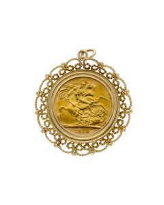 Pre-Owned 1978 Full Sovereign Coin In 9ct Gold Pendant Mount