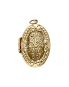 Pre-Owned 9ct Yellow Gold Patterned Oval Locket Pendant