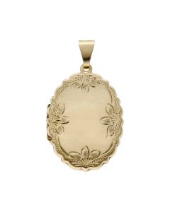 Pre-Owned 9ct Gold Scalloped Edged Patterned Locket Pendant