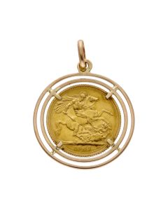 Pre-Owned 1967 Full Sovereign Coin In 9ct Gold Pendant Mount