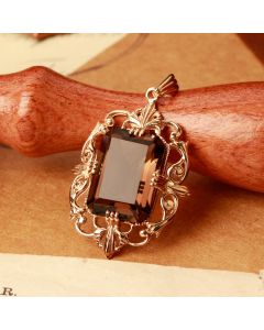 Pre-Owned Vintage 1987 9ct Filigree Edged Smokey Quartz Pendant
