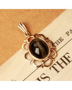 Pre-Owned Vintage 1975 9ct Yellow Gold Cats-Eye Pendant
