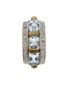 Pre-Owned 9ct Yellow Gold Blue Topaz & Diamond Pendant