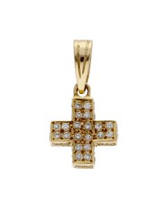 Pre-Owned 9ct Yellow Gold Cubic Zirconia Set Cross Pendant