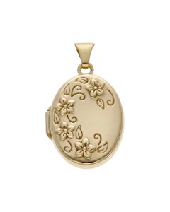 Pre-Owned 9ct Yellow Gold Part Patterned Oval Locket Pendant