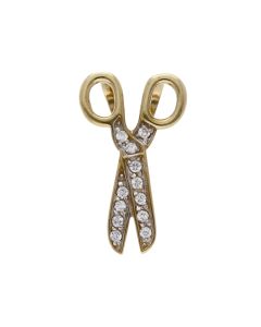 Pre-Owned 9ct Yellow Gold Cubic Zirconia Set Scissors Pendant