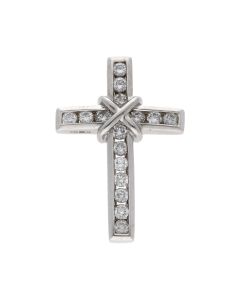 Pre-Owned 9ct White Gold 0.50ct Diamond Cross Pendant