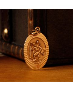 Pre-Owned Vintage 1975 9ct Gold Oval St.Christopher Pendant