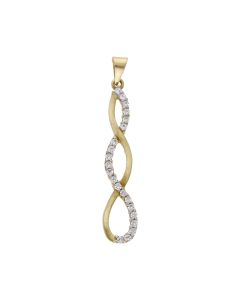 Pre-Owned 9ct Yellow Gold Cubic Zirconia Infinity Wave Pendant