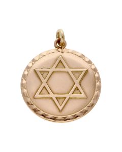 Pre-Owned 9ct Rose Gold Double Side Star Of David Israel Pendant