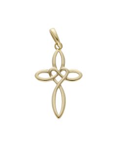 Pre-Owned 9ct Yellow Gold Celtic Style Heart Cross Pendant