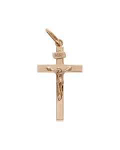 Pre-Owned 9ct Yellow Gold Solid Curcifix Pendant