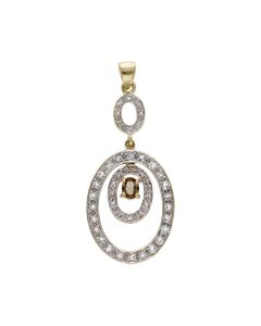 Pre-Owned 9ct Yellow & White Gold Garnet & Topaz Drop Pendant