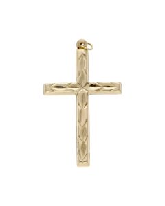 Pre-Owned 9ct Yellow Gold Diamond Cut Cross Pendant