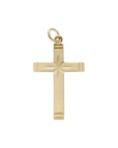 Pre-Owned 9ct Yellow Gold Diamond Cut Cross Pendant