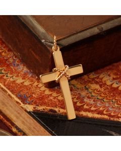 Pre-Owned Vintage 1988 9ct Yellow Gold Rope Cross Pendant