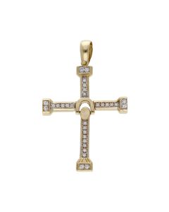 Pre-Owned 9ct Yellow Gold Cubic Zirconia Cross Pendant