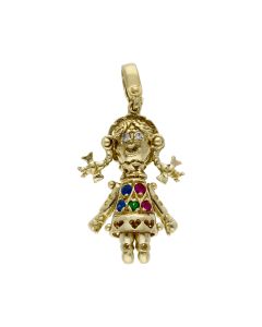 Pre-Owned 9ct Yellow Gold Stone Set Ragdoll Pendant