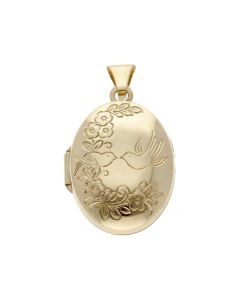Pre-Owned 9ct Yellow Gold LoveBirds Oval Locket Pendant