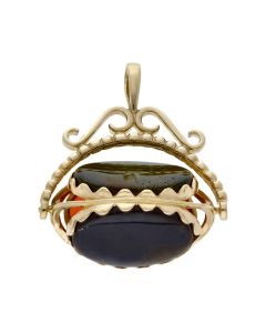 Pre-Owned 9ct Yellow Gold Multi Gemstone Spinning Fob Pendant