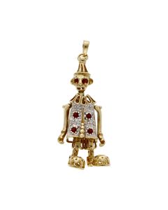 Pre-Owned 9ct Yellow Gold Garnet Set Clown Pendant