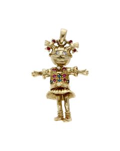 Pre-Owned 9ct Yellow Gold Gemstone Set Doll Pendant