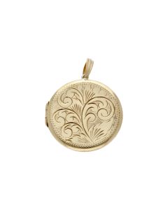 Pre-Owned Vintage 1970 9ct Gold Patterned Round Locket Pendant