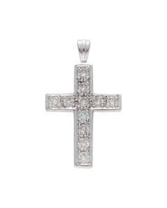 Pre-Owned 18ct White Gold Diamond Set Cross Pendant