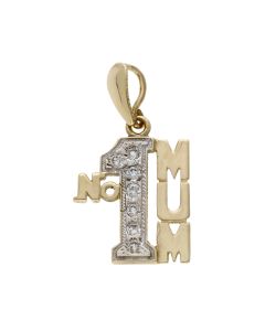 Pre-Owned 9ct Yellow Gold Stone Set No.1 Mum Pendant