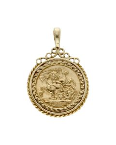 Pre-Owned 9ct Yellow Gold George & Dragon Coin Style Pendant