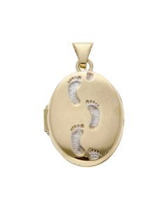 Pre-Owned 9ct Yellow & White Gold Footprints Locket Pendant
