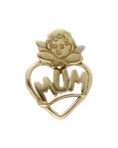 Pre-Owned 9ct Yellow & White Gold Mum Heart Pendant