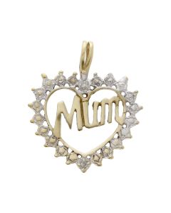 Pre-Owned 9ct Yellow & White Gold Mum Heart Pendant