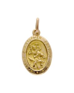 Pre-Owned 9ct Yellow Gold Oval St Christopher Pendant