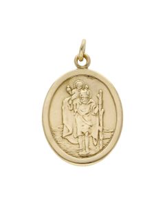 Pre-Owned 9ct Yellow Gold Oval St Christopher Pendant