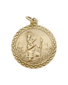 Pre-Owned 9ct Yellow Gold Round St.Christopher Pendant