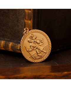 Pre-Owned Vintage 1979 9ct Gold Round St. Christopher Pendant