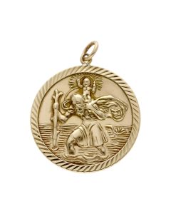 Pre-Owned Vintage 1984 9ct Gold Round St.Christopher Pendant