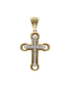 Pre-Owned 9ct Yellow Gold Cubic Zirconia Set Large Cross Pendant